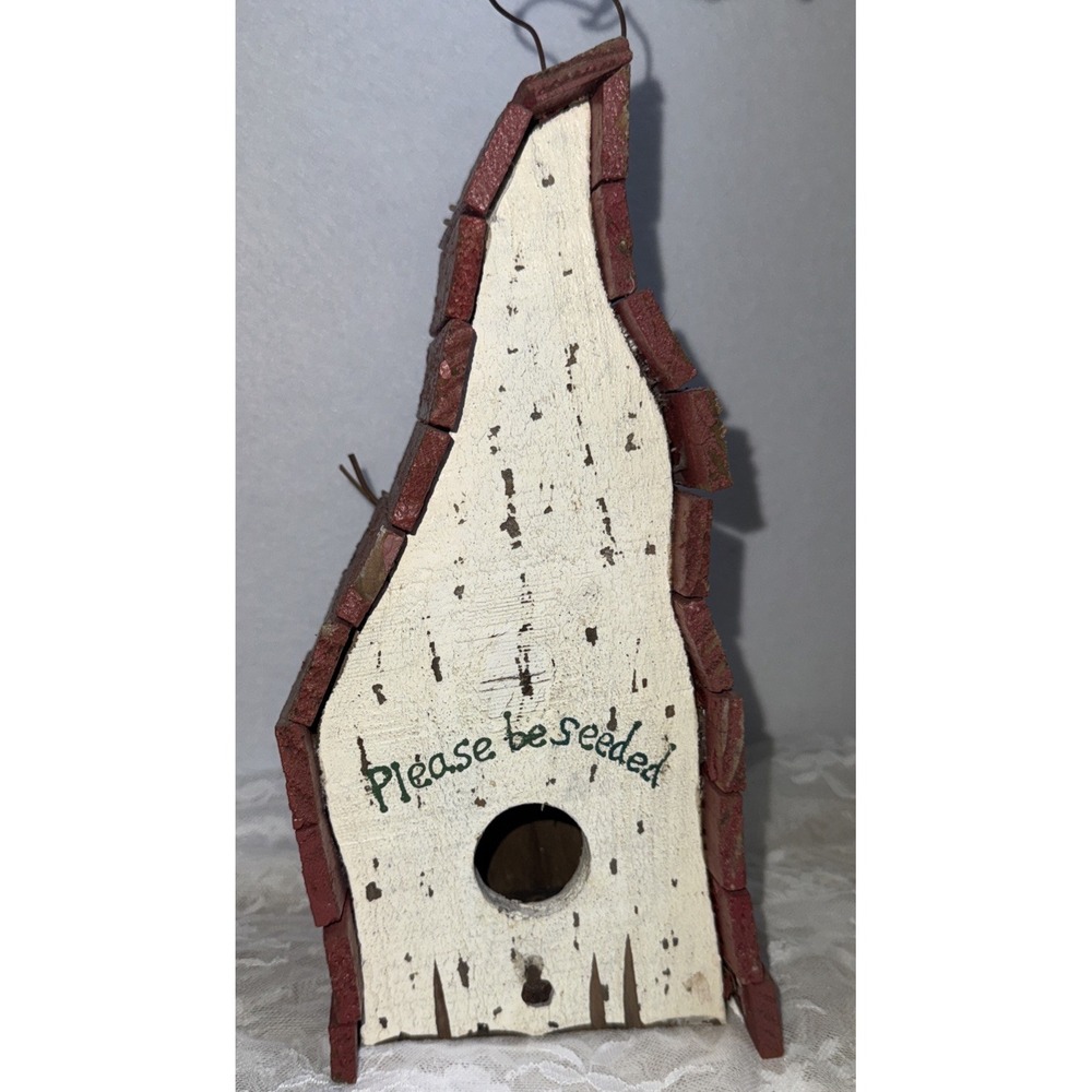 Handmade reclaimed primitive, rustic wooden birdhouse. 9.75" Tall X4.75" Wide